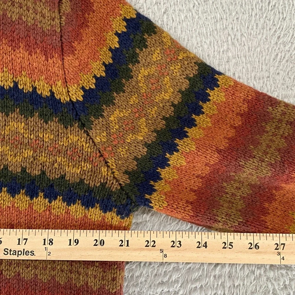 Levi's Sweater Mens Large Wool‎ Striped Shawl Collar Southwestern Orange